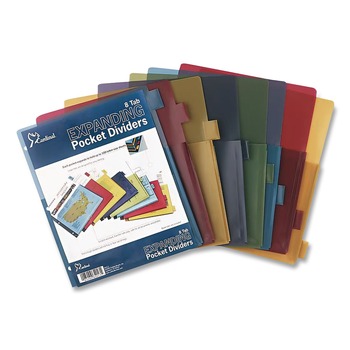 Cardinal 84013 11 x 8.5 Expanding Pocket 8-Tab Index Dividers - Assorted (8/Pack)