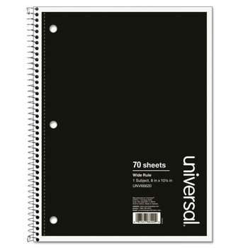 Universal UNV66620 10.5 in. x 8 in. 1-Subject Wide/Legal Rule Wirebound Notebook - Black Cover