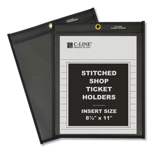Sheet Protectors | C-Line 45911 50-Sheet 8.5 x 11 Stitched Shop Ticket Holders - One Side Clear (25/Box) image number 0