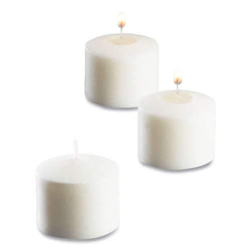 Breakroom Supplies | Sterno 40104 10 Hour Burn 1.46 in. x 1.33 in. Food Warmer Votive Candles - White (288/Carton) image number 0