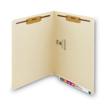 Smead 34215 End Tab 14-pt Manila 2-Fastener Folders with Reinforced Straight Tabs - Letter Size/Manila Exterior (50/Box)
