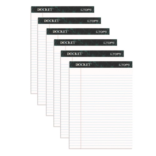 Notebooks & Pads | TOPS 63416 (50) White 8.5 in. x 11.75 in. Sheets Wide/Legal Rule Docket Ruled Perforated Pads (6/Pack) image number 0