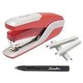 Staplers | Swingline S7064589A 28-Sheet Capacity Quick Touch Stapler Value Pack - Red/Silver image number 0