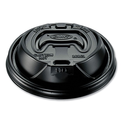 Just Launched | Dart 16RCLBLK Optima Reclosable Lid fits 12 - 24 oz. Hot Cups - Black (1000/Carton) image number 0