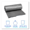 Trash & Waste Bins | Boardwalk H6036TGKR01 30 Gallon 0.95 mil 30 in. x 36 in. Perforated Roll Low-Density Waste Can Liners - Gray (25 Bags/Roll, 4 Rolls/Carton) image number 5