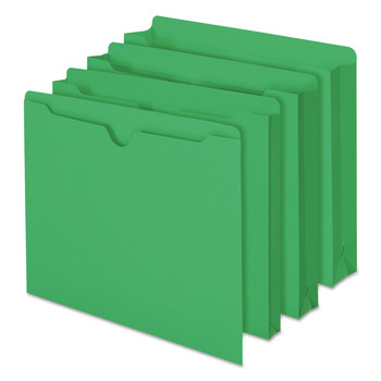Smead 75503 Straight Tab Letter Size Colored File Jackets with Reinforced Double-Ply Tab - Green (100/Box)