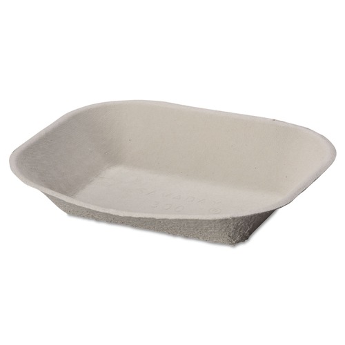  | Chinet 10405 9 in. x 7 in. Savaday Molded Fiber Food Tray - Beige (500/Carton) image number 0