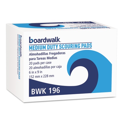 Cleaning & Janitorial Accessories | Boardwalk 96BWK GP 6 in. x 9 in. Medium Duty Scour Pad - Green (20/Carton) image number 0