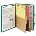 File Folders | Smead 14083 6 SafeSHIELD Fasteners 2 Dividers Letter Size 6-Section Pressboard Top Tab Pocket Classification Folders - Green (10/Box) image number 2