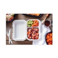 Food Trays, Containers, and Lids | Pactiv Corp. YCN809620000 9 in. x 6 in. x 3 in. 2-Compartment EarthChoice SmartLock Microwavable MFPP Plastic Hinged Lid Container - White (270/Carton) image number 4