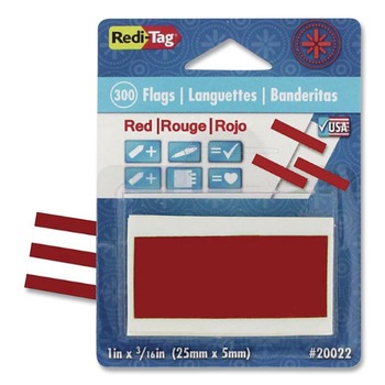 Redi-Tag B20022 Removable/Reusable Page Flags - Red (300/Pack)