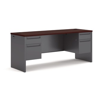 HON H38854.N.S 38000 Series 72 in. x 24 in. x 29.5 in. Kneespace Credenza - Mahogany/Charcoal