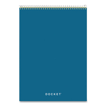 TOPS 63621 (70) Canary-Yellow 8.5 in. x 11.75 in. Sheets Wide/Legal Rule Docket Ruled Wirebound Pad with Cover - Blue Cover