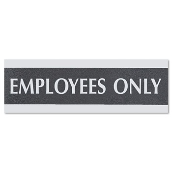 Headline Sign 4760 Century Series 9 in. x 3 in. EMPLOYEES ONLY Office Sign - Black/Silver