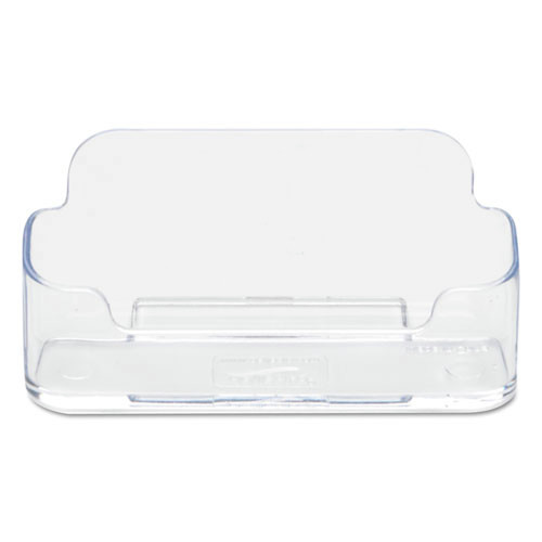 Desktop Organizers | Deflecto 70101 3.88 in. x 1.38 in. x 1.81 in. Plastic Horizontal Business Card Holder - Clear image number 0