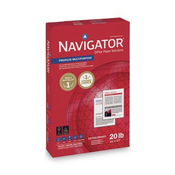 Navigator NMP1720 97 Bright 20 lbs. Bond Weight 11 in. x 17 in. Premium Multipurpose Copy Paper - White (5/Carton)