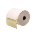 Paper Towels and Napkins | PM Company 7706 3 in. x 90 ft. Impact Printing Carbonless Paper Rolls - White/Canary (50/Carton) image number 4