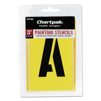 Chartpak 01560 3 in. A-Z Set/0-9 Professional Lettering/Painting Stencils - Manila (1-Set)