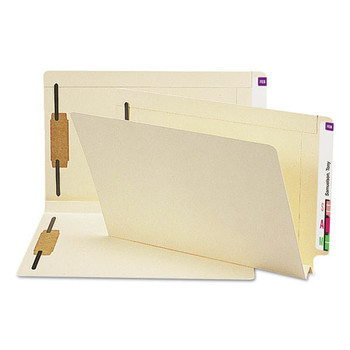 Smead 37276 1.5 in. Expansion End Tab W-Fold 2-Fastener Folders with Reinforced Tabs - Legal Size/Manila (50/Box)
