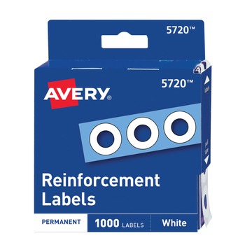 PAPER AND PRINTABLES | Avery 05720 0.25 in. Diameter Dispenser Pack Hole Reinforcements - White (1000/Pack)