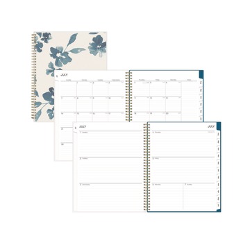 Blue Sky 131951 11 in. x 8.5 in. 12-Month (Jul 2025-Jun 2026) Bakah Blue Academic Year Weekly/Monthly Planner - Blue/White Cover