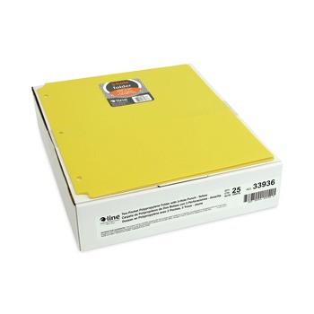 FILING AND FOLDERS | C-Line 33936 11 in. x 8.5 in. 3-Hole Punch Two-Pocket Heavyweight Poly Portfolio Folder - Yellow (25/Box)