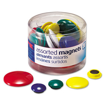 PAPER CLIPS AND FASTENERS | Officemate 92500 Assorted Circle Magnets - Assorted Sizes and Colors (30/Pack)