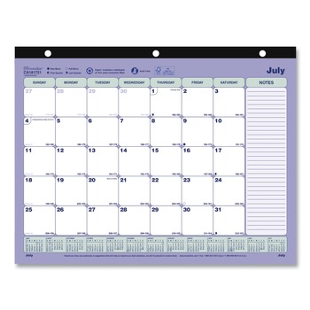  | Brownline CA181721 11 in. x 8.5 in. 13-Month (Jul 2025-2026) Academic Binder-Insertable Desk Pad Calendar - White/Blue/Green Sheets