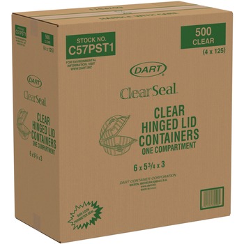 JUST LAUNCHED | Dart C57PST1 ClearSeal 5.8 in. x 6 in. x 3 in. Hinged-Lid Plastic Containers - Clear (500/Carton)
