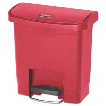 Rubbermaid Commercial 1883563 Streamline 4-Gallon Front Step Style Resin Step-On Container - Red