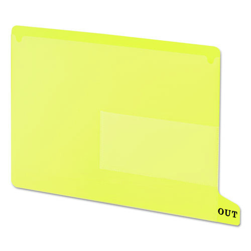 File Folders | Smead 61956 1/3-Cut End Tab Out 8.5 in. x 11 in. Colored Poly Out Guides with Pockets - Yellow (25/Box) image number 0