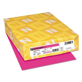 Astrobrights 22881 65 lbs. 8.5 in. x 11 in. Color Cardstock - Fireball Fuchsia (250/Pack)