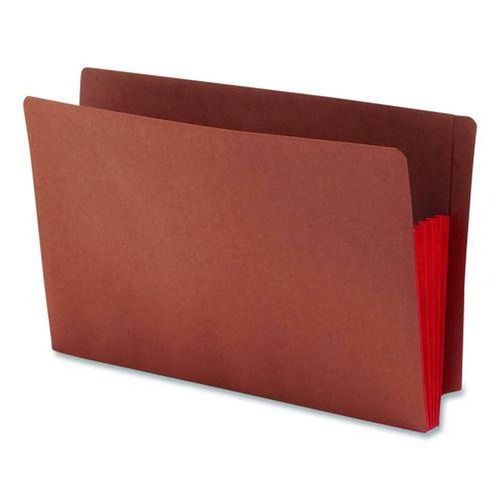 File Folders | Smead 74686 3.5 in. Expansion Legal Size Fully Lined 6.5 in. High Gussets Drop-Front End Tab File Pockets - Redrope/Red (10/Box) image number 0