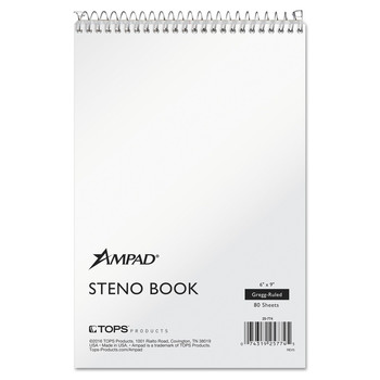 PAPER AND PRINTABLES | Ampad 25-774 6 in. x 9 in. Sheets Gregg Rule Steno Pads - Tan Cover/White Sheets
