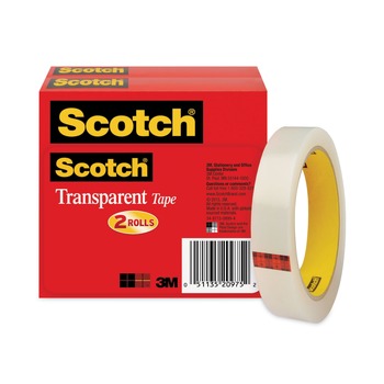 Scotch 600-2P34-72 0.75 in. x 72 yds. 3 in. Core Transparent Tape (2/Pack)