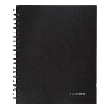 Cambridge Limited 06100 11 in. x 8.5 in. 1-Subject Wide/Legal Rule Hardbound Notebook with Pocket - Black Cover (96 Sheets)