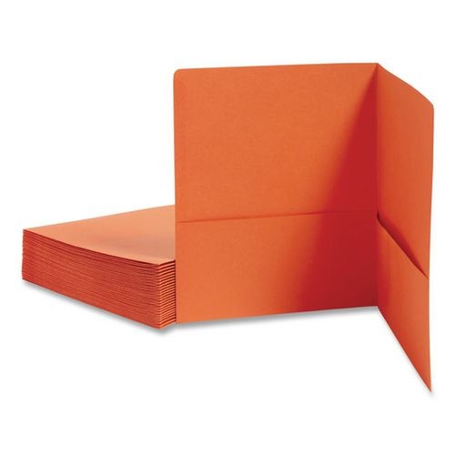 File Folders | Smead 87858 11 in. x 8.5 in. 100-Sheet Capacity 2-Pocket Textured Paper Folder - Orange (25/Box) image number 0