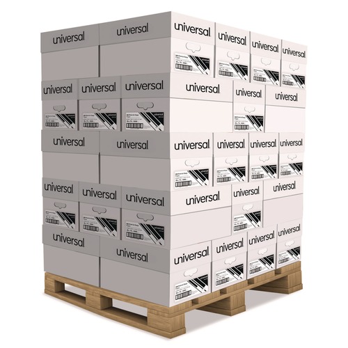 Cover & Cardstock | Universal UNV91200PLT 8.5 in. x 11 in. 20 lbs. Bond Weight High-Bright Multipurpose Paper - White (1-Pallet) image number 0