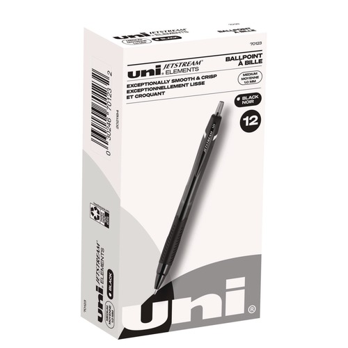 Pens | uni-ball 70123 Jetstream Elements 1 mm Retractable Hybrid Gel Pen - Black Ink/Black Barrel/Medium (1-Dozen) image number 0