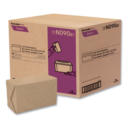 Paper Towels and Napkins | Cascades PRO N090 12 in. x 12 in. 1-Ply Select Full Fold II Napkins - White (24/Carton) image number 0
