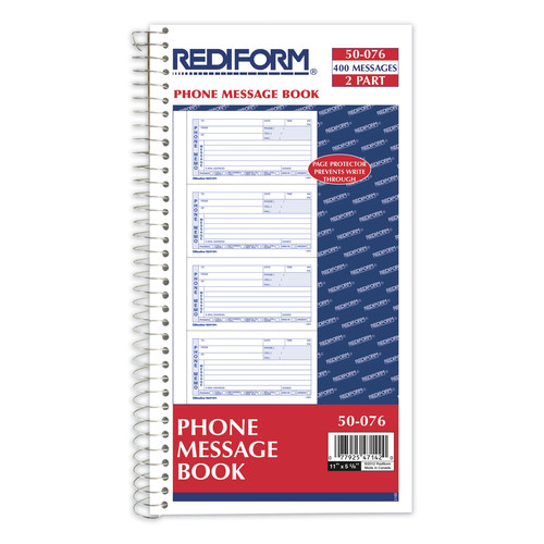 Notebooks & Pads | Rediform 50076 5 in. x 2.75 in. Two-Part Carbonless Telephone Message Book image number 0