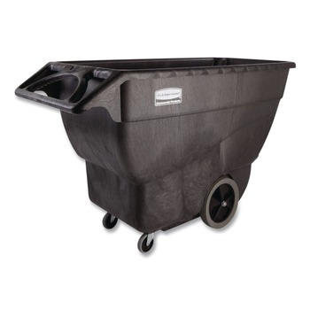 TRASH CANS | Rubbermaid Commercial FG101100BLA 151 gal. 600 lbs. Capacity Plastic Structural Foam Tilt Truck - Black