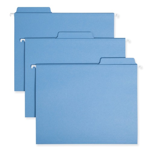 File Folders | Smead 64099 Letter Size 1/3-Cut Tabs FasTab Hanging Folders - Blue (20/Box) image number 0
