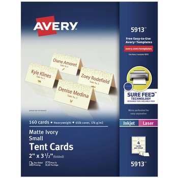 Avery 05913 3.5 in. x 2 in. Small Tent Card - Ivory (160/Pack)