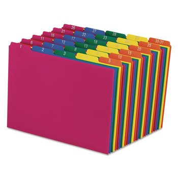 Pendaflex 40143 8.5 x 11 Poly 1/5-Cut Top Tab 1 to 30-31 File Guides - Assorted Colors (31/Set)