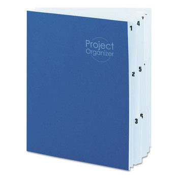Smead 89200 10-Pocket Project Organizer with 1/3-Cut Indexed Tabs (1-10) - Letter Size/Lake Blue/Navy Blue