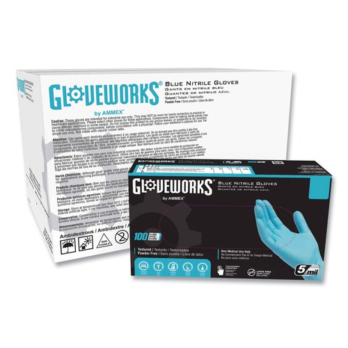 Disposable Gloves | Ammex INPF48100 5 mil Industrial Powder-Free Nitrile Gloves - X-Large, Blue (1000/Carton) image number 0