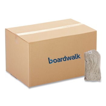 MOPS | Boardwalk BWK732C 32 oz. Economical Lie-Flat Cotton Fiber Mop Head - White (12/Carton)