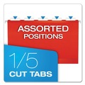 Just Launched | Pendaflex 04153 1/5 RED 1/5-Cut Tabs Colored Reinforced Hanging Legal Folders - Red (25/Box) image number 1