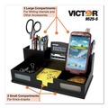 Desktop Organizers | Victor 9525-5 10.5 in. x 5.5 in. x 4 in. 6 Compartments Wood Desk Organizer with Smartphone Holder - Midnight Black image number 2